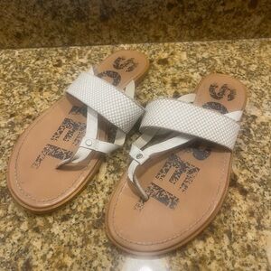 SOREL Womens Ella White Thong T-Strap Sandals Size 10 Faux Snake Skin